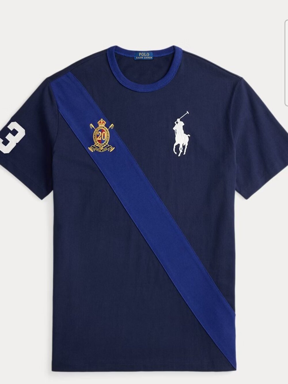 Polo Ralph Lauren Men's Big Pony 20th Anniversary Crest Logo T-Shirt Blue M NEW